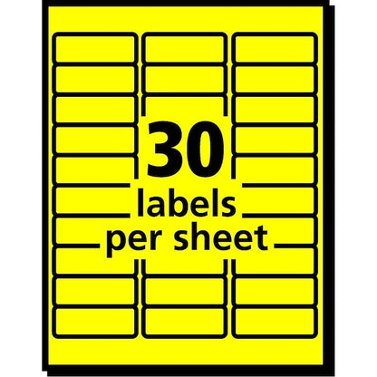 Label, Neon, Perm, 1X2.5, Ylw 750PK
