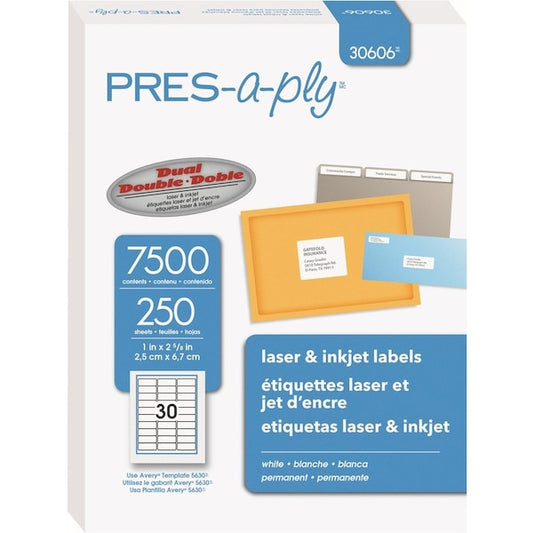 Label, Lsr/Inkjet, 2-5/8X1, We 7500PK