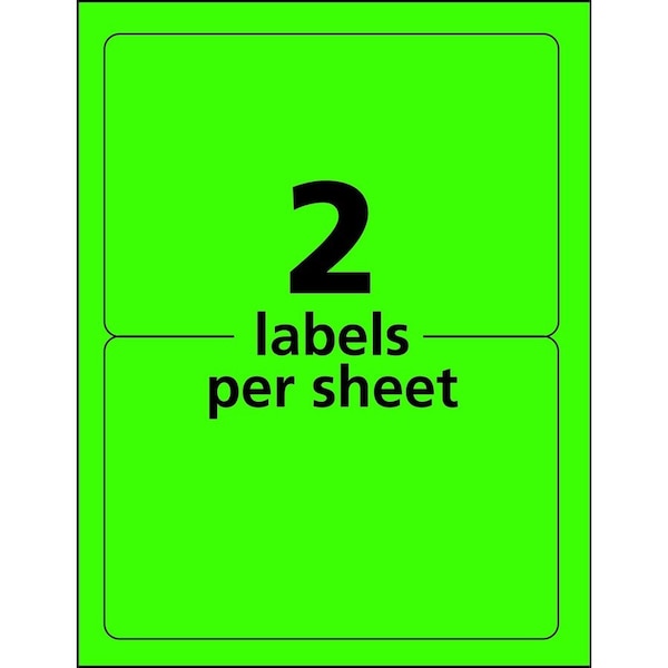 Label, Ship, Neon, 5.5X8.5, Grn 2PK