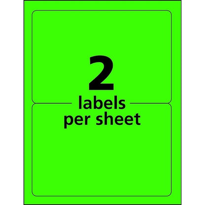 Label, Ship, Neon, 5.5X8.5, Grn 2PK