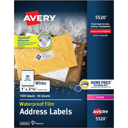 Label, Wthrprf, Address, 1X2.5 1500PK