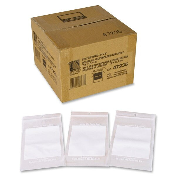 Bag, Poly, Zip, Reclose, 3X5 1000PK