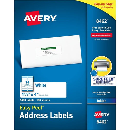 Label, Ezpeel, Inkjt, 1.3X4, We 1400PK