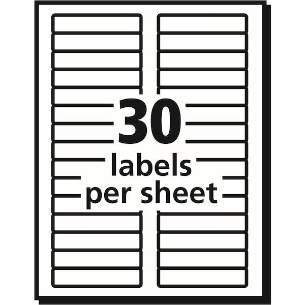 Labels, Mailing, 2/3"x3-7/16", 750/PK, White PK