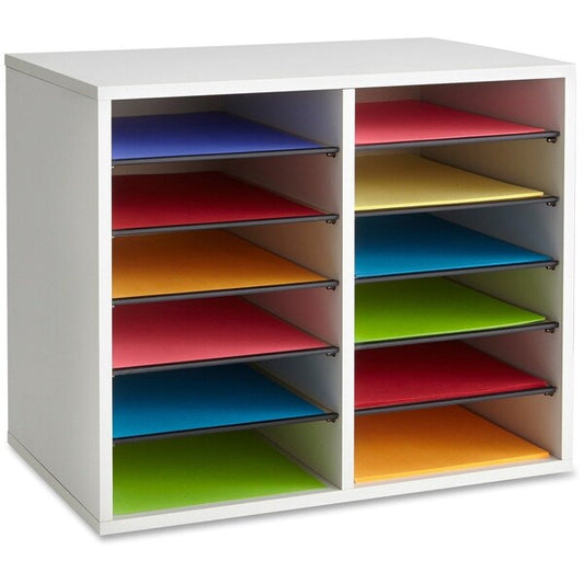 Literature Organizer, Adj, 12-Cmp, 19-1/2"x12"x16", Gray