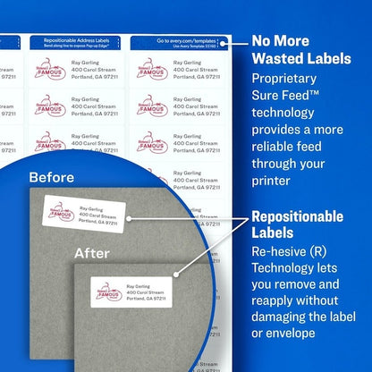 Label, Removable, Inkjt, Shpng 25PK