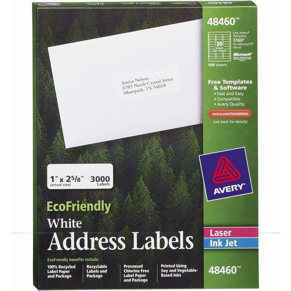 Label, Rcycld, 1X2.6,3000Ct 100PK