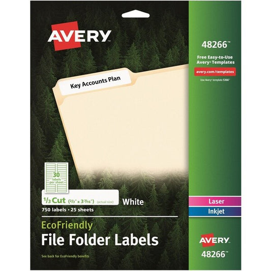 Labels, Mailing, 2/3"x3-7/16", 750/PK, White PK