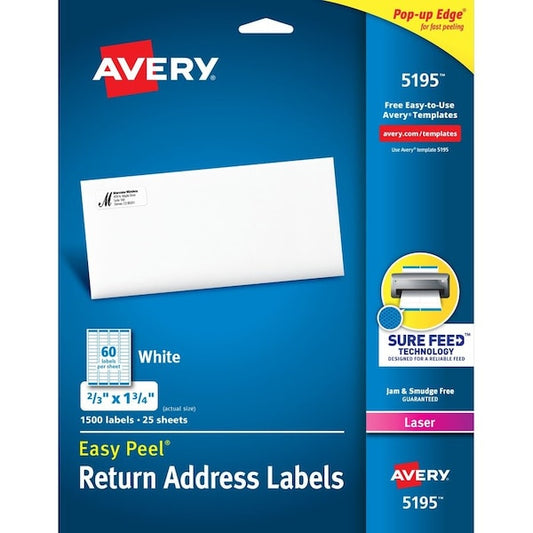 Label, Ezpeel, Lsr, 2/3X1.75 5PK