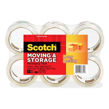 Moving/Storage Tape, Rolls, 1-7/8"x54.6 Yds., 6 Rolls/PK, CL 6PK