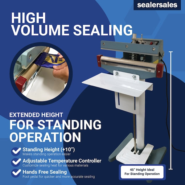 18in KF-Series Foot Sealer w/ 5mm Seal Width, Standing Operation