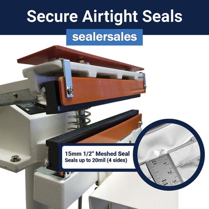 8in W-Series Direct Heat Foot Sealer w/ 15mm Meshed Seal Width, Standing Operation