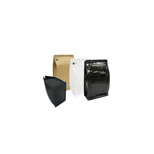16oz 450g Foil Square Bottom Bags w EZip, Matte Black, 1000PK