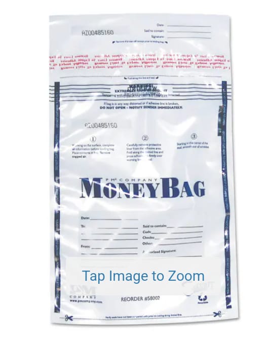 Tamper-Evident Deposit Bags, 9 x 12, Plastic, Clear, PK100