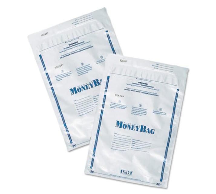 Tamper-Evident Deposit Bags, 9 x 12, Plastic, White, PK100