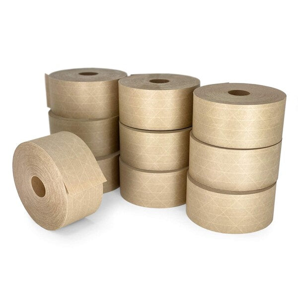 Gummed Kraft Sealing Tape, 3" Core, 2.75" x 450 Ft., Kraft, Pack of 10 Rolls