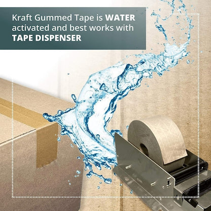Gummed Kraft Sealing Tape, 3" Core, 2.75" x 450 Ft., Kraft, Pack of 4 Rolls
