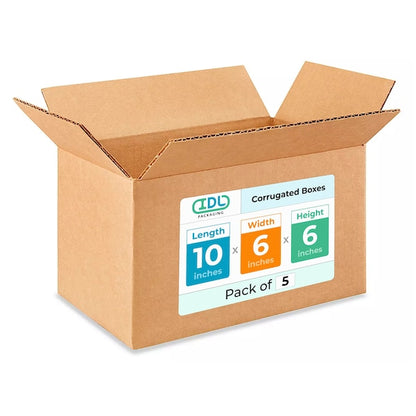10L x 6W x 6H Corrugated Boxes for Shipping or Moving, Heavy Duty, 5PK