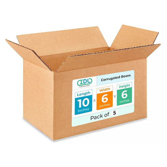 10L x 6W x 6H Corrugated Boxes for Shipping or Moving, Heavy Duty, 5PK