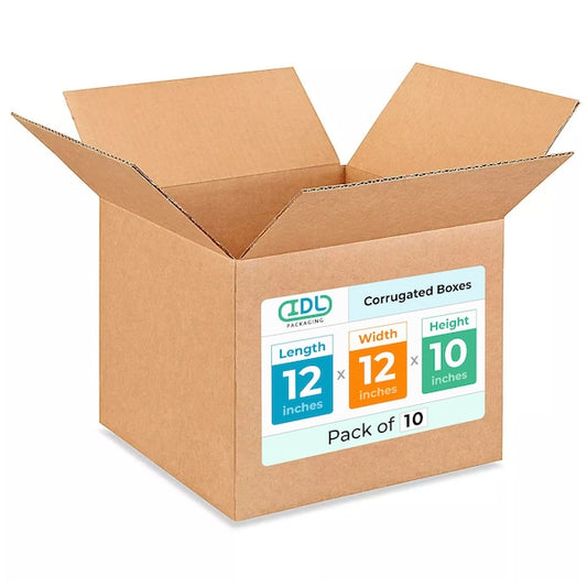 12L x 12W x 10H Corrugated Boxes for Shipping or Moving, Heavy Duty, 10PK