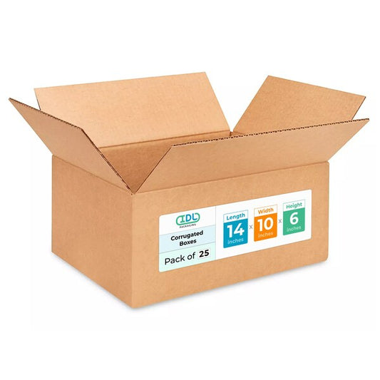 14L x 10W x 6H Corrugated Boxes for Shipping or Moving, Heavy Duty, 25PK