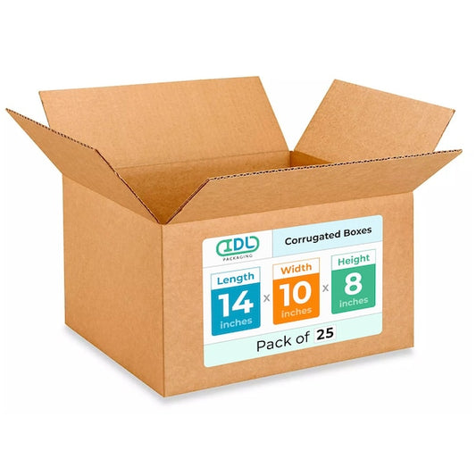 14L x 10W x 8H Corrugated Boxes for Shipping or Moving, Heavy Duty, 25PK