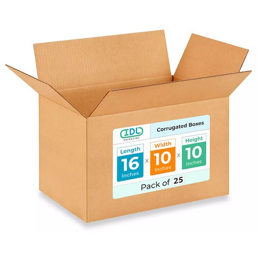 16L x 10W x 10H Corrugated Boxes for Shipping or Moving, Heavy Duty, 25PK