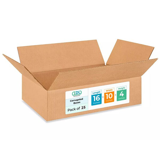 16L x 10W x 4H Corrugated Boxes for Shipping or Moving, Heavy Duty, 25PK