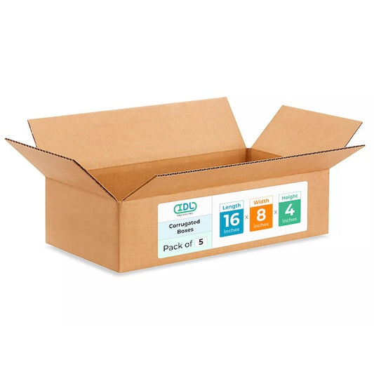 16L x 8W x 4H Corrugated Boxes for Shipping or Moving, Heavy Duty, 5PK