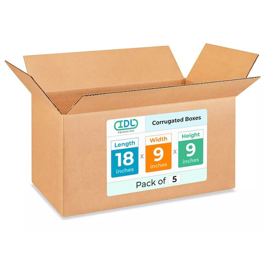 18L x 9W x 9H Corrugated Boxes for Shipping or Moving, Heavy Duty, 5PK