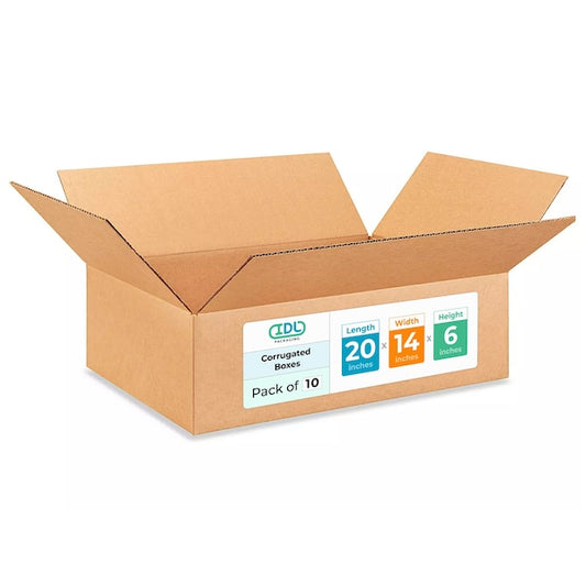 20L x 14W x 6H Corrugated Boxes for Shipping or Moving, Heavy Duty, 10PK