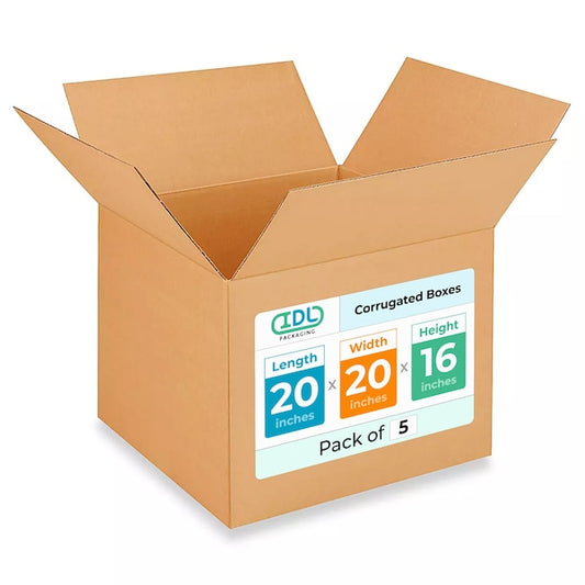 20L x 20W x 16H Corrugated Boxes for Shipping or Moving, Heavy Duty, 5PK
