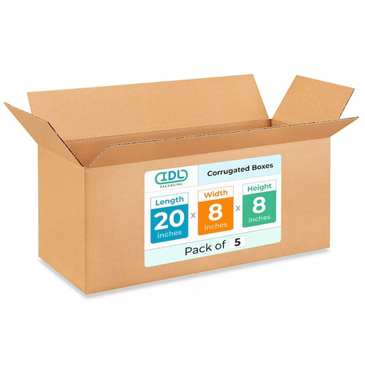 20L x 8W x 8H Corrugated Boxes for Shipping or Moving, Heavy Duty, 5PK