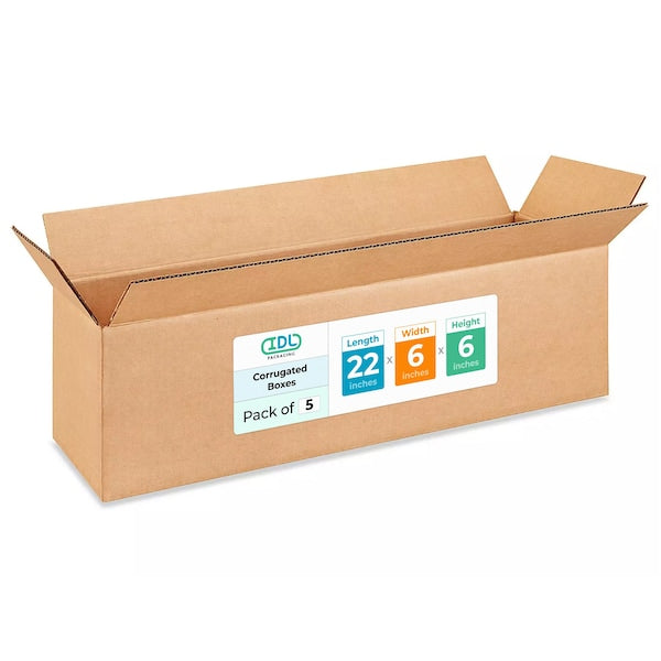 22L x 6W x 6H Corrugated Boxes for Shipping or Moving, Heavy Duty, 5PK