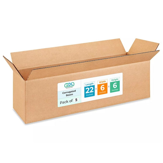 22L x 6W x 6H Corrugated Boxes for Shipping or Moving, Heavy Duty, 5PK