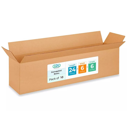 24L x 6W x 6H Corrugated Boxes for Shipping or Moving, Heavy Duty, 10PK
