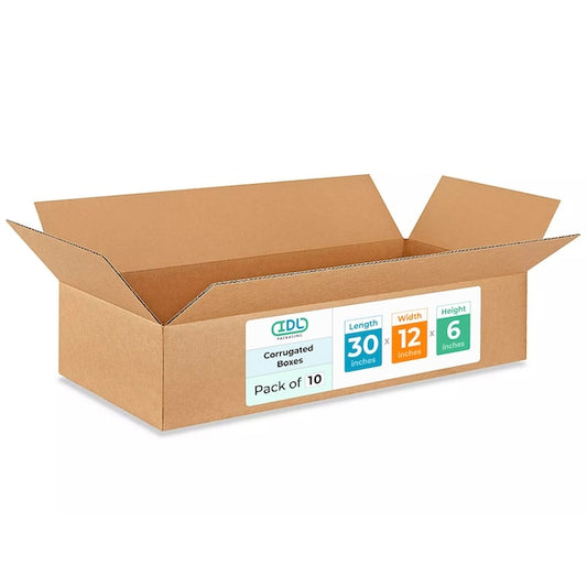 30L x 12W x 6H Corrugated Boxes for Shipping or Moving, Heavy Duty, 10PK