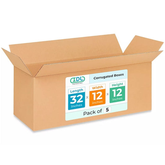 32L x 12W x 12H Corrugated Boxes for Shipping or Moving, Heavy Duty, 5PK