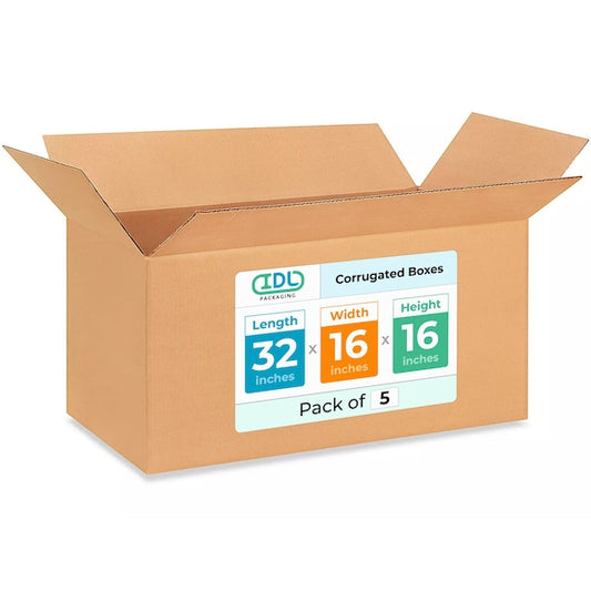 32L x 16W x 16H Corrugated Boxes for Shipping or Moving, Heavy Duty, 5PK