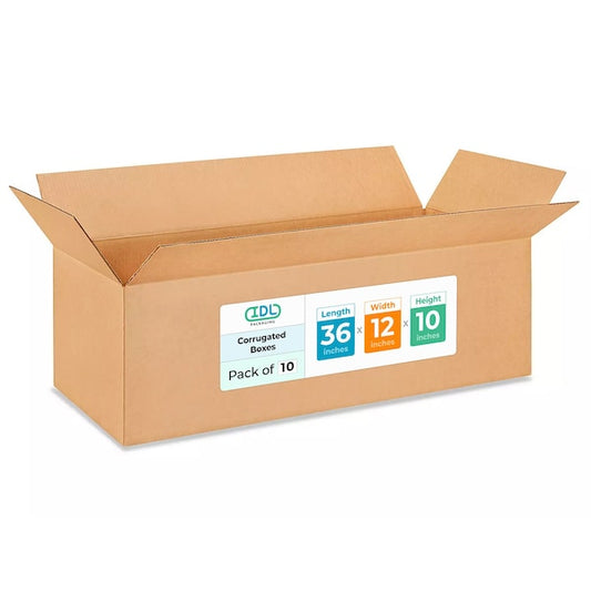 36L x 12W x 10H Corrugated Boxes for Shipping or Moving, Heavy Duty, 10PK