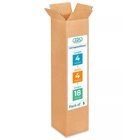 4L x 4W x 18H Corrugated Boxes for Shipping or Moving, Heavy Duty, 5PK