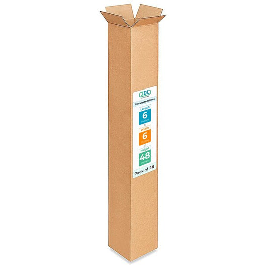 6L x 6W x 48H Corrugated Boxes for Shipping or Moving, Heavy Duty, 10PK