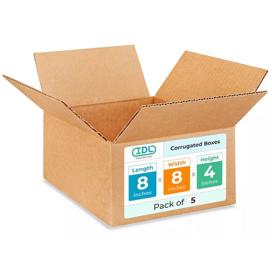 8L x 8W x 4H Corrugated Boxes for Shipping or Moving, Heavy Duty, 5PK