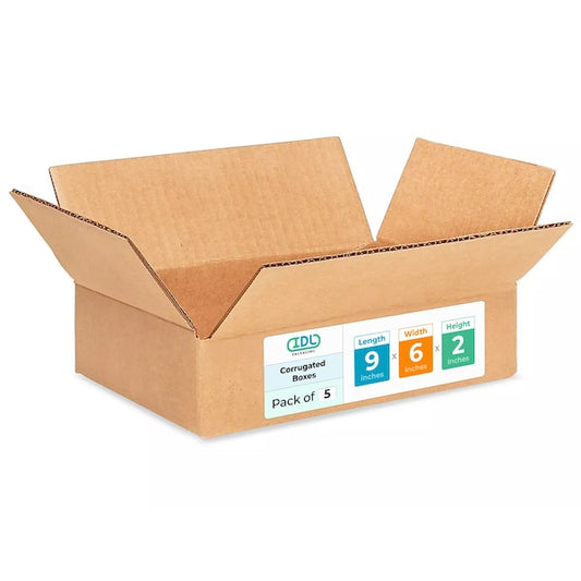 9L x 6W x 2H Corrugated Boxes for Shipping or Moving, Heavy Duty, 5PK