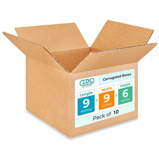 9L x 9W x 6H Corrugated Boxes for Shipping or Moving, Heavy Duty, 10PK