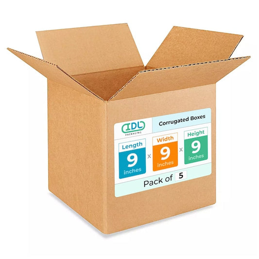 9L x 9W x 9H Corrugated Boxes for Shipping or Moving, Heavy Duty, 5PK