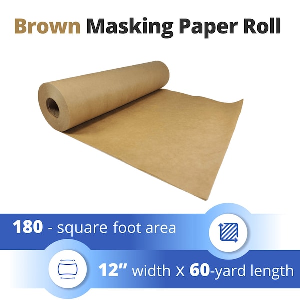 12 x 60 yd General Purpose Masking Paper, Kraft, for Covering and Protecting Walls, Floor, Windows