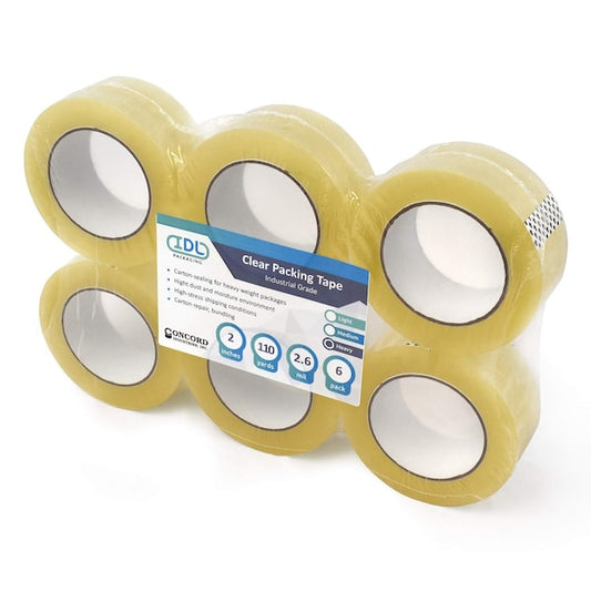 Packing Tape, 2"x2.6 milx110 Yd. Clear, PK6