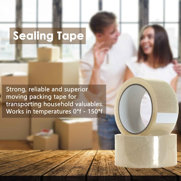 2in x 110 yd Sealing Tape 3.1 mil, Clear Packing Tape for Carton Sealing, Moving, Packing, 3PK