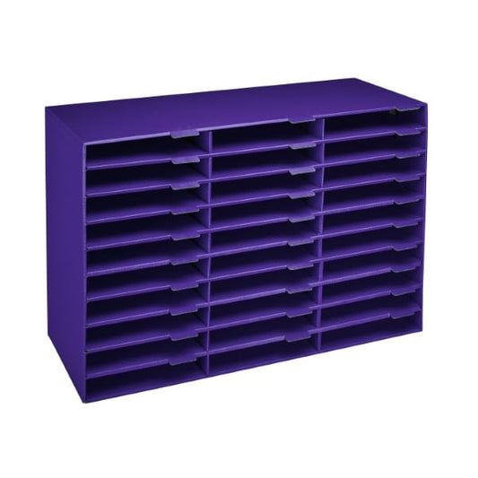 30-Compartment Cardboard Literature File Organizer, Purple